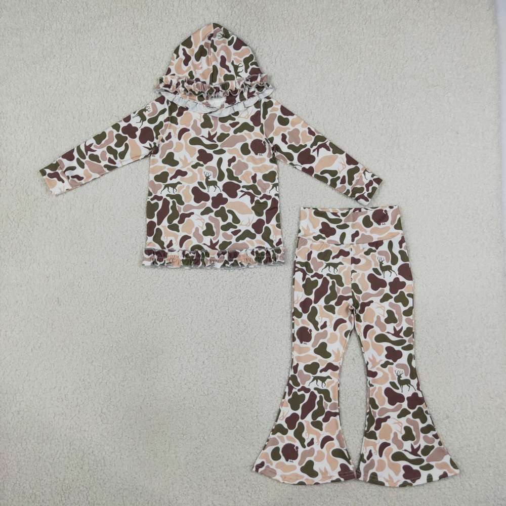 GLP3079 camo deer Print long sleeve girl hoodie outfits