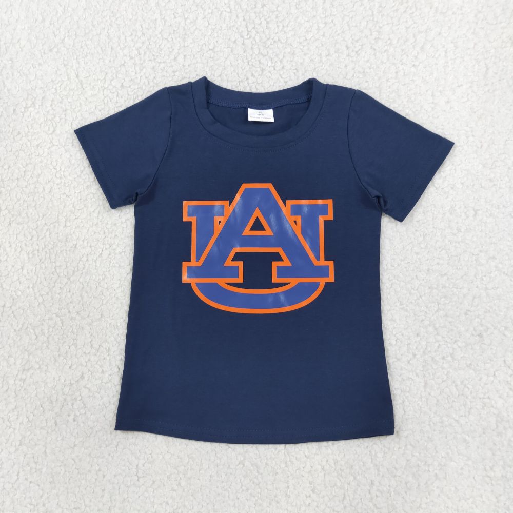 BT1880 RTS navy auburn Team vinyl print short sleeve boy t-shirt