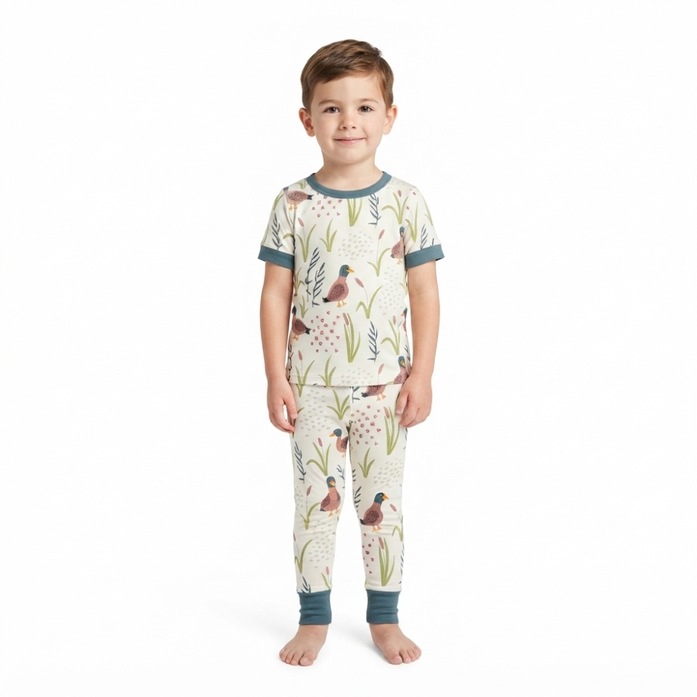 BSPO0519 RTS Green duck grass short sleeve boy outfits