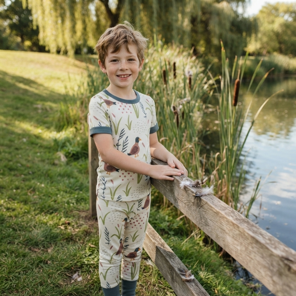 BSPO0519 RTS Green duck grass short sleeve boy outfits