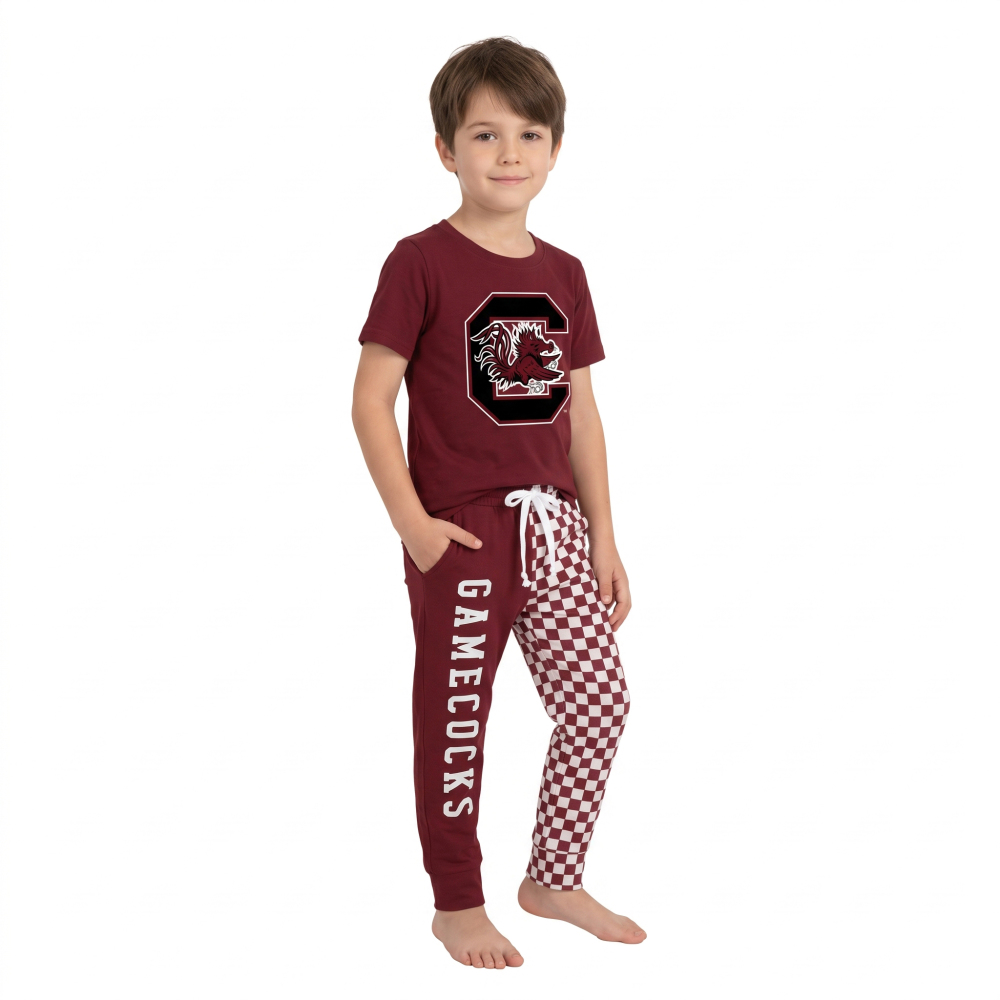 BSPO0701 RTS wine Red plaid alabama long sleeve boy team vinyl outfits