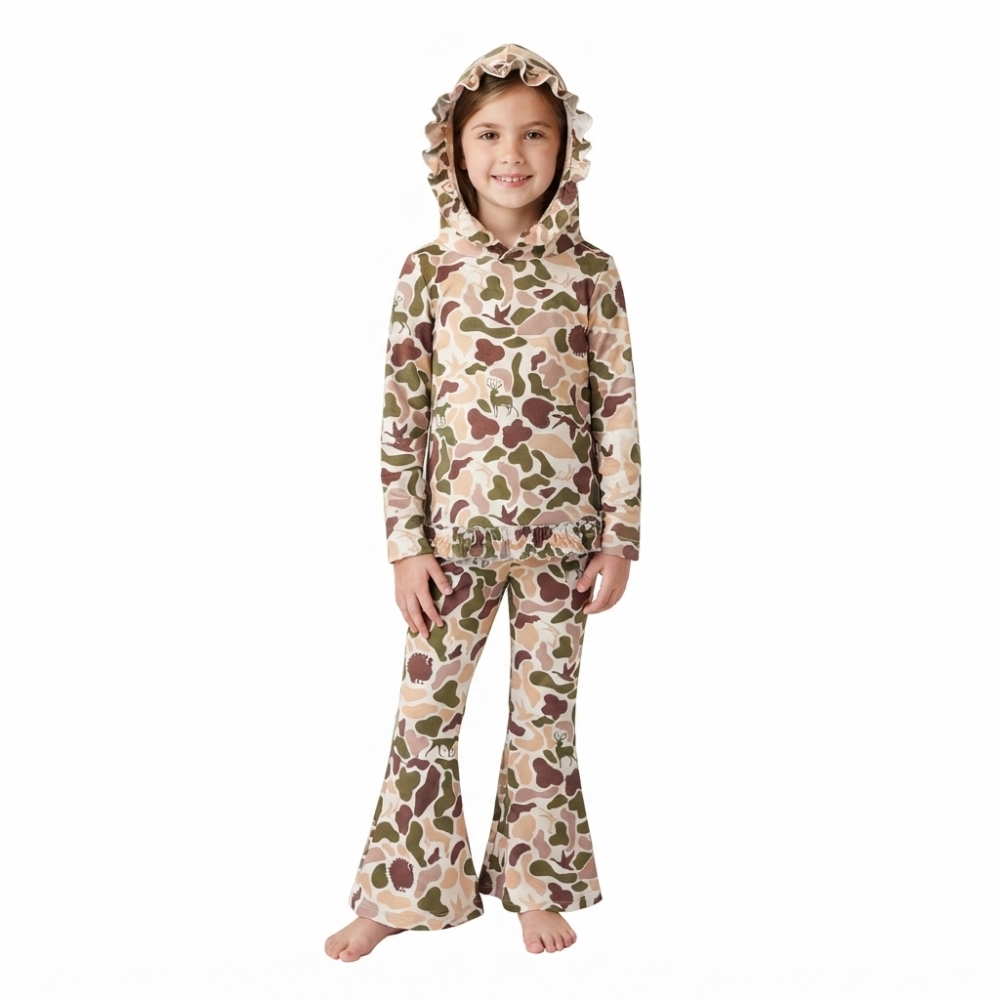GLP3079 camo deer Print long sleeve girl hoodie outfits