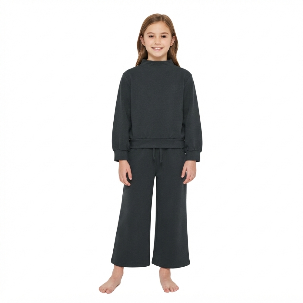 GLD3411 black solid Print long sleeve girl fall outfits