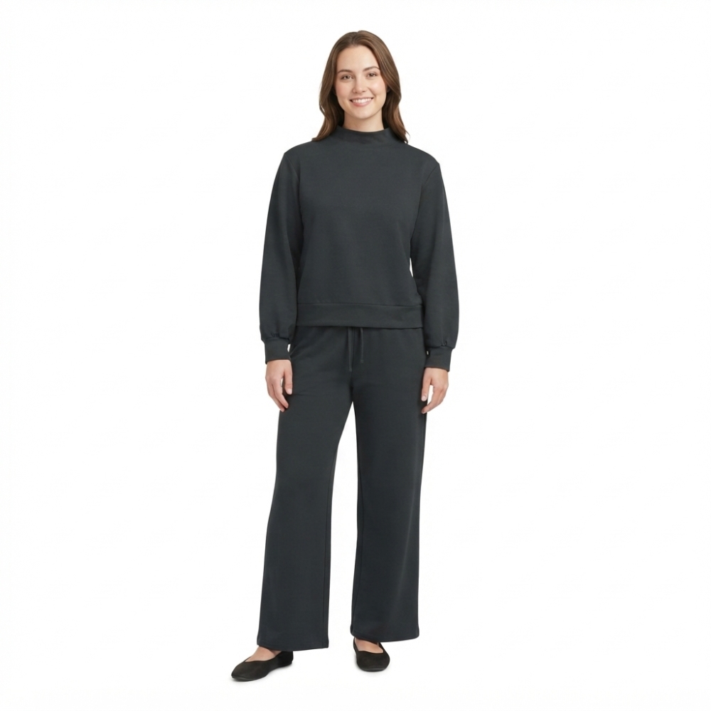 GLP3416 ADULT WOMEN black solid  print long sleeve mockup outfits
