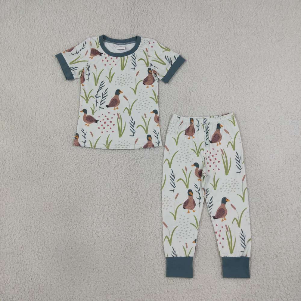 BSPO0519 RTS Green duck grass short sleeve boy outfits