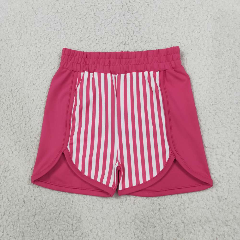 SS0949  Pink Stripe girl yoga shorts