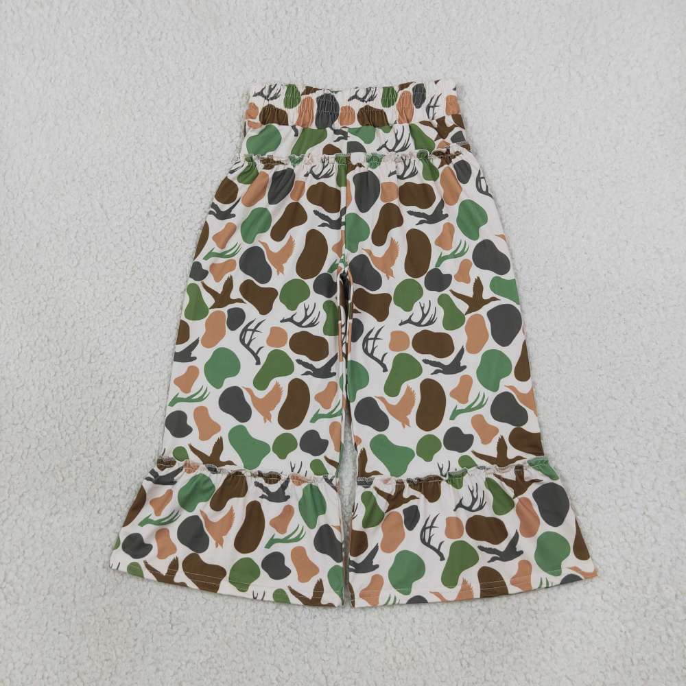 P1065 girl Deer camo print long pants