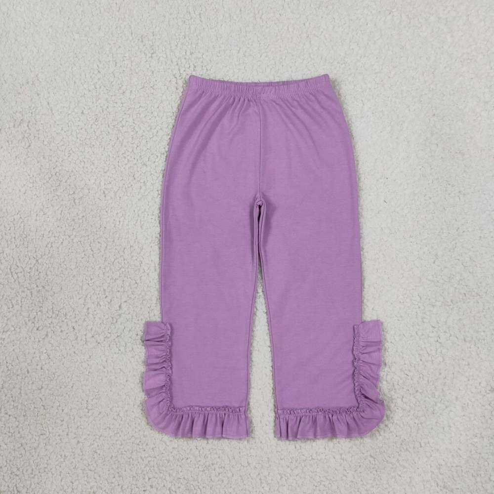P1162 girl PURPLE solid print long stripe pants