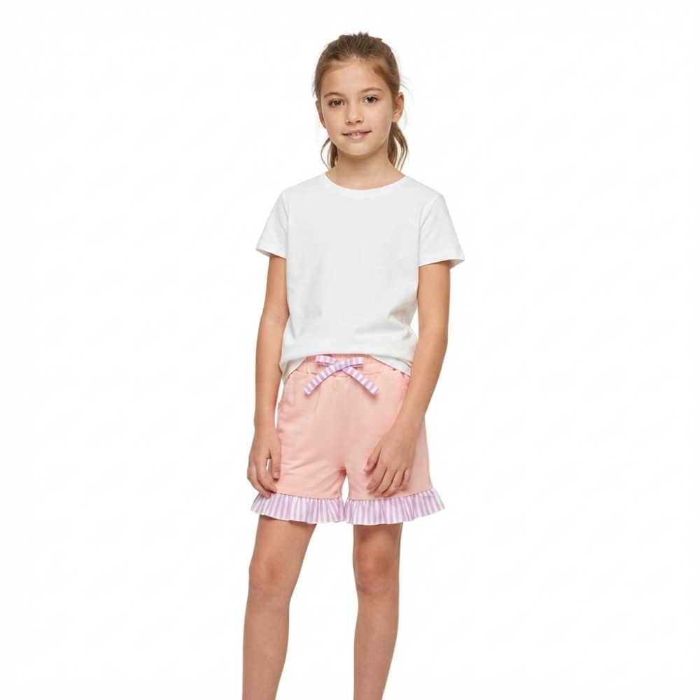SS0996  Pink Stripe Bows girl shorts