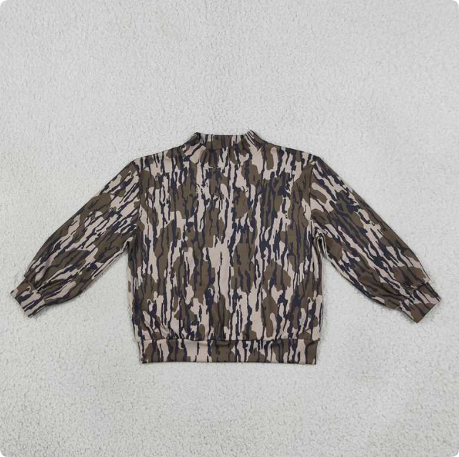 GT1810 Army green camouflage turtleneck yoga long-sleeved top
