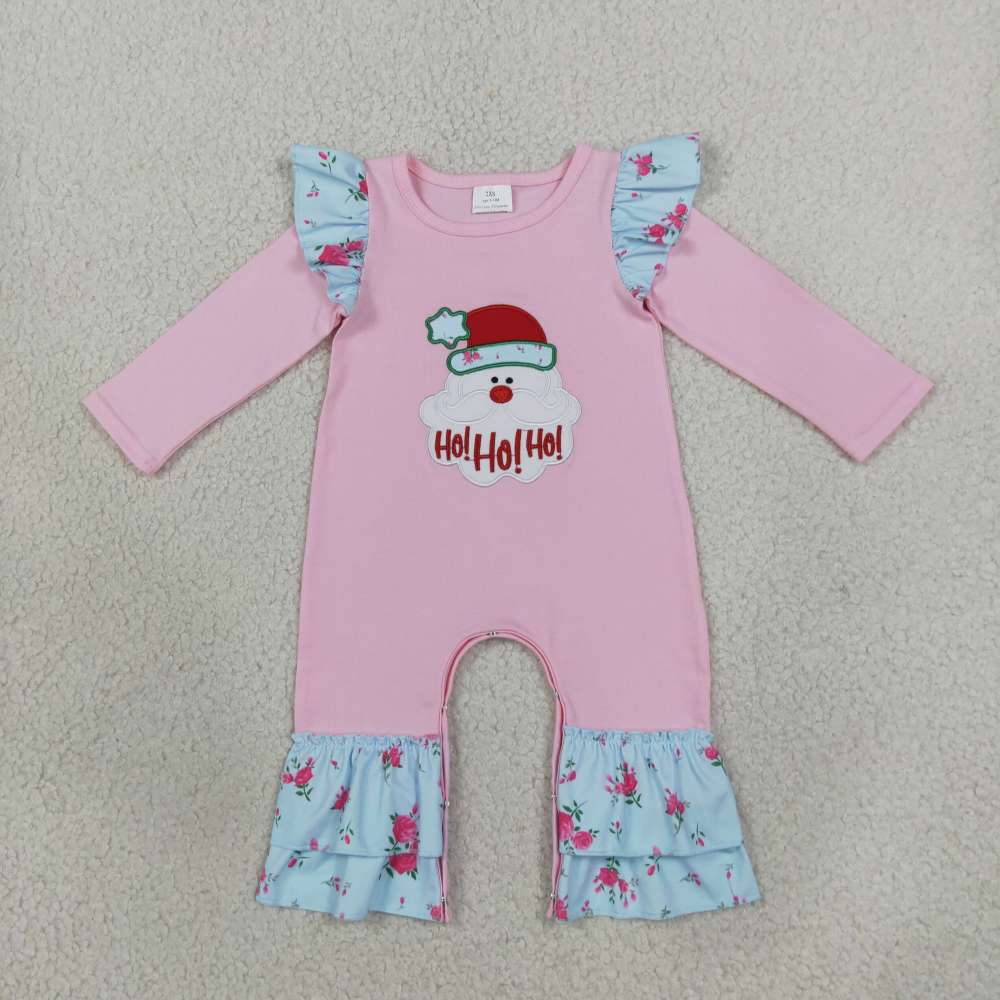 LR3215 hoho Christmas santa embroidery Long-Sleeved romper