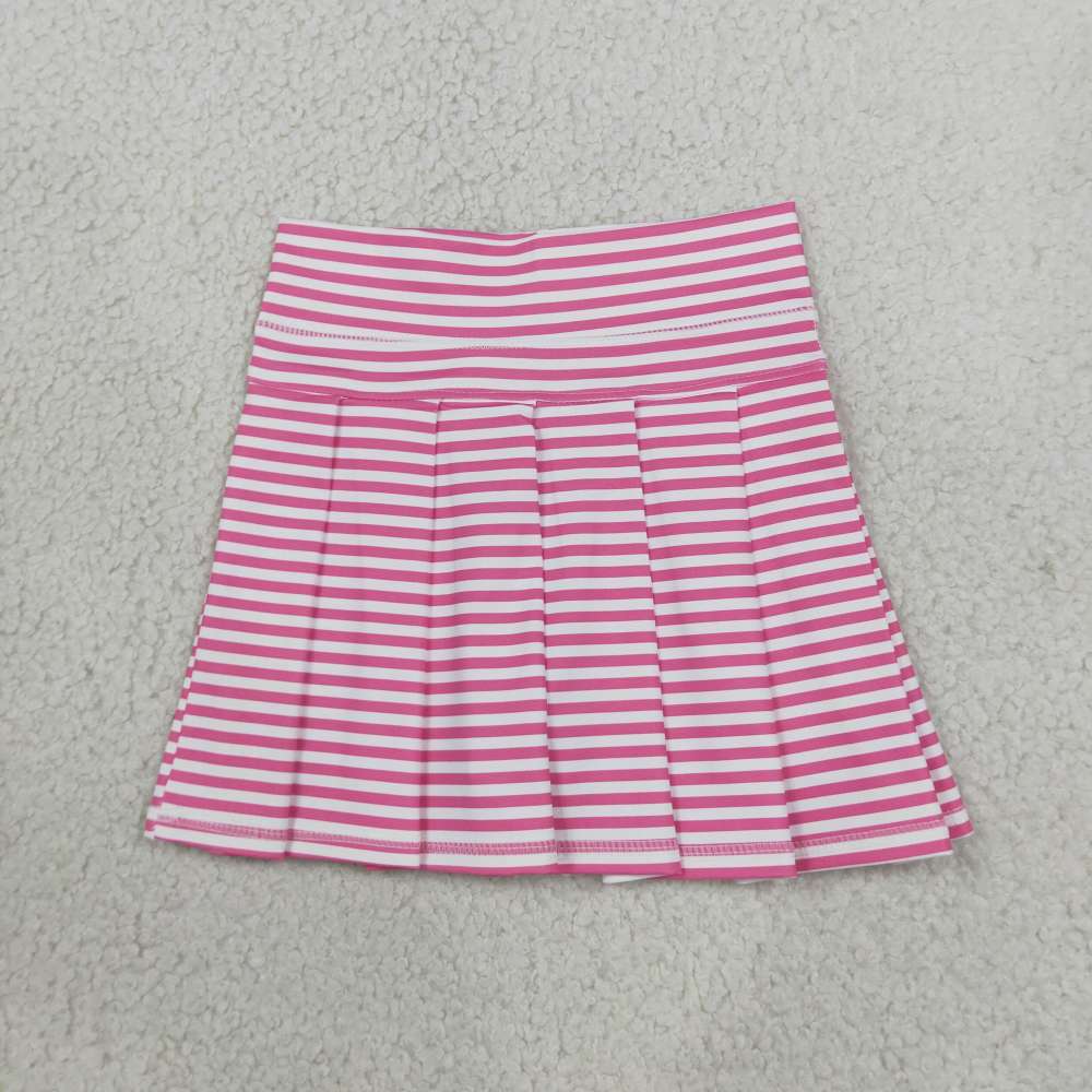 GLK0335 RTS Pink stripe print solid kids skirt dress