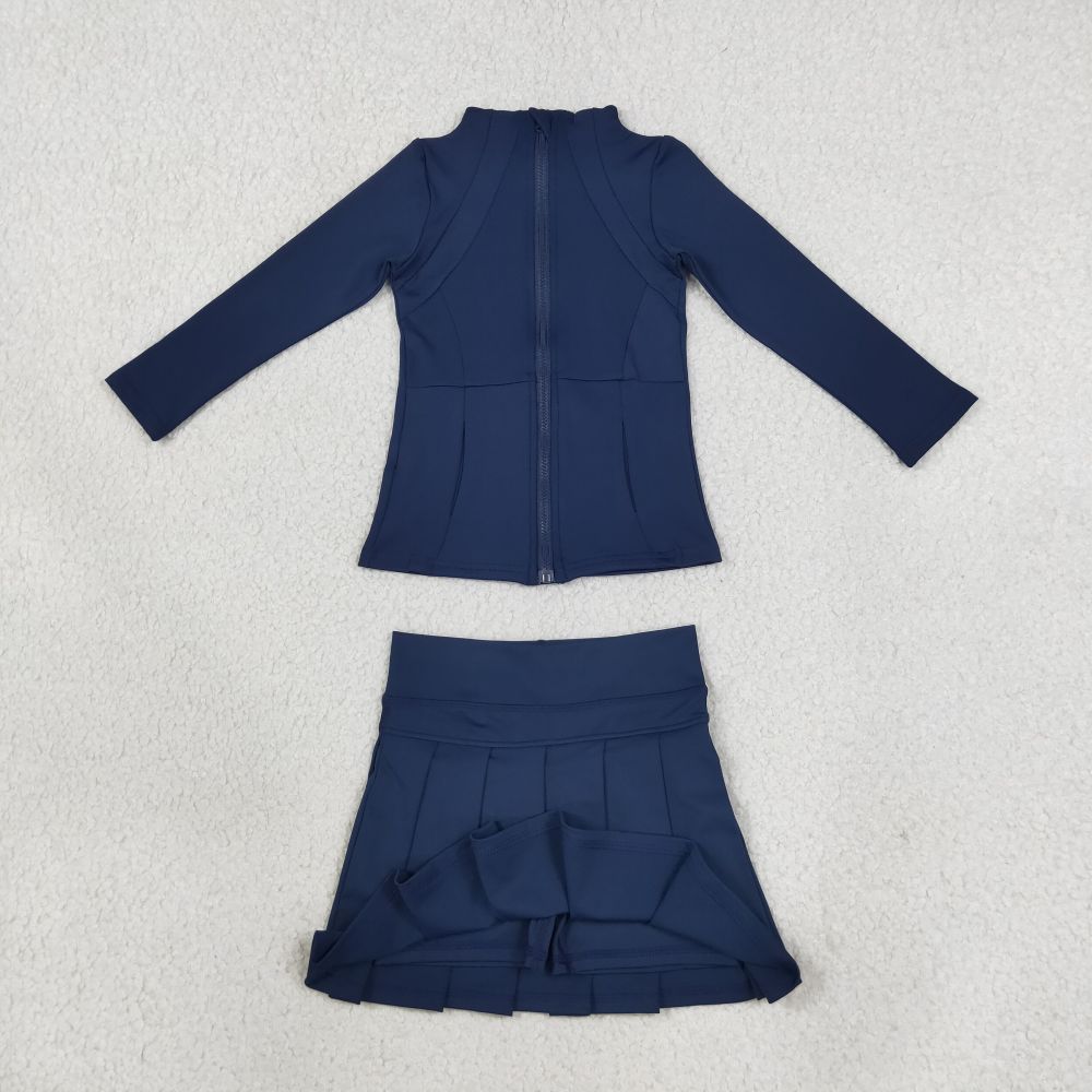 GLD1705 navy solid  girl yoga skirt outfits
