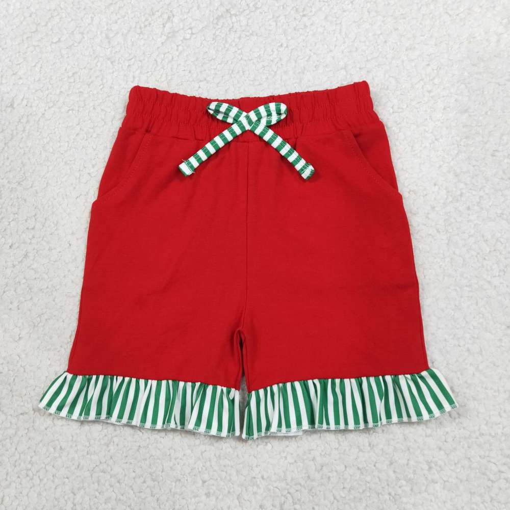 SS0997 Red Solid stripe trim girl shorts