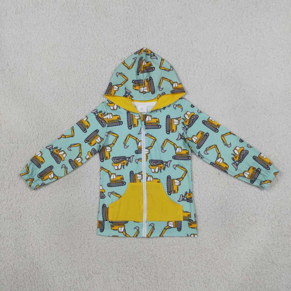 BT1378 Excatavor print boy long sleeve zipper hoodie pullover