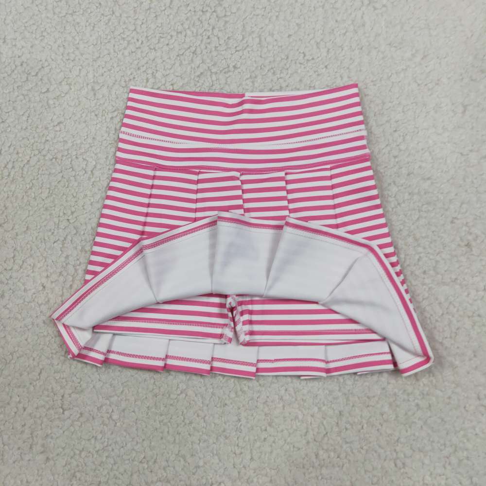 GLK0335 RTS Pink stripe print solid kids skirt dress