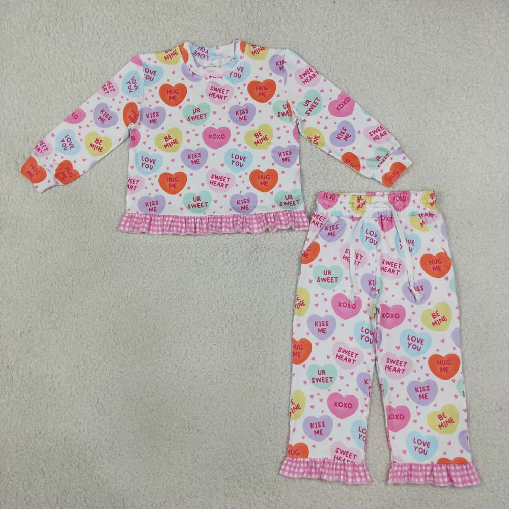 GLP3676  Baby Girls Valentine heart bows Pant Clothes Set