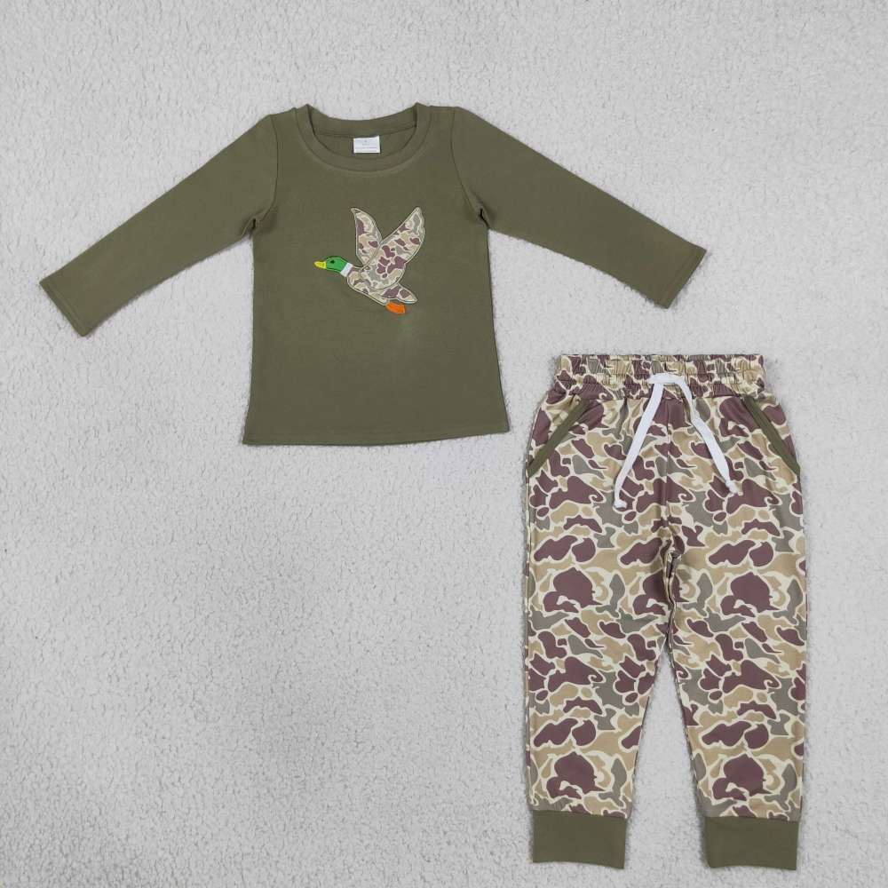 BLP1494  RTS CAMO Duck embroidery long sleeve boy outfits