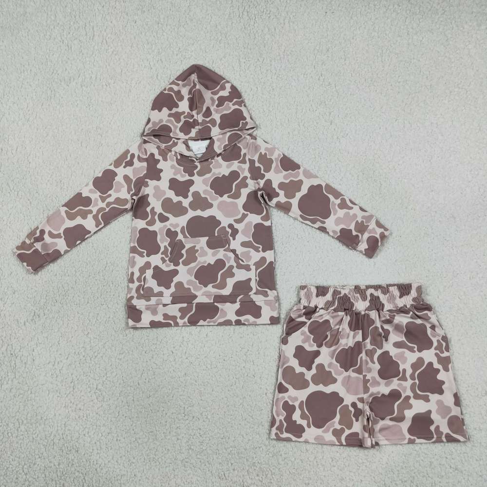 BLS0050 Baby BOYS long sleeve Camo hoodie Top Shorts Clothes Sets