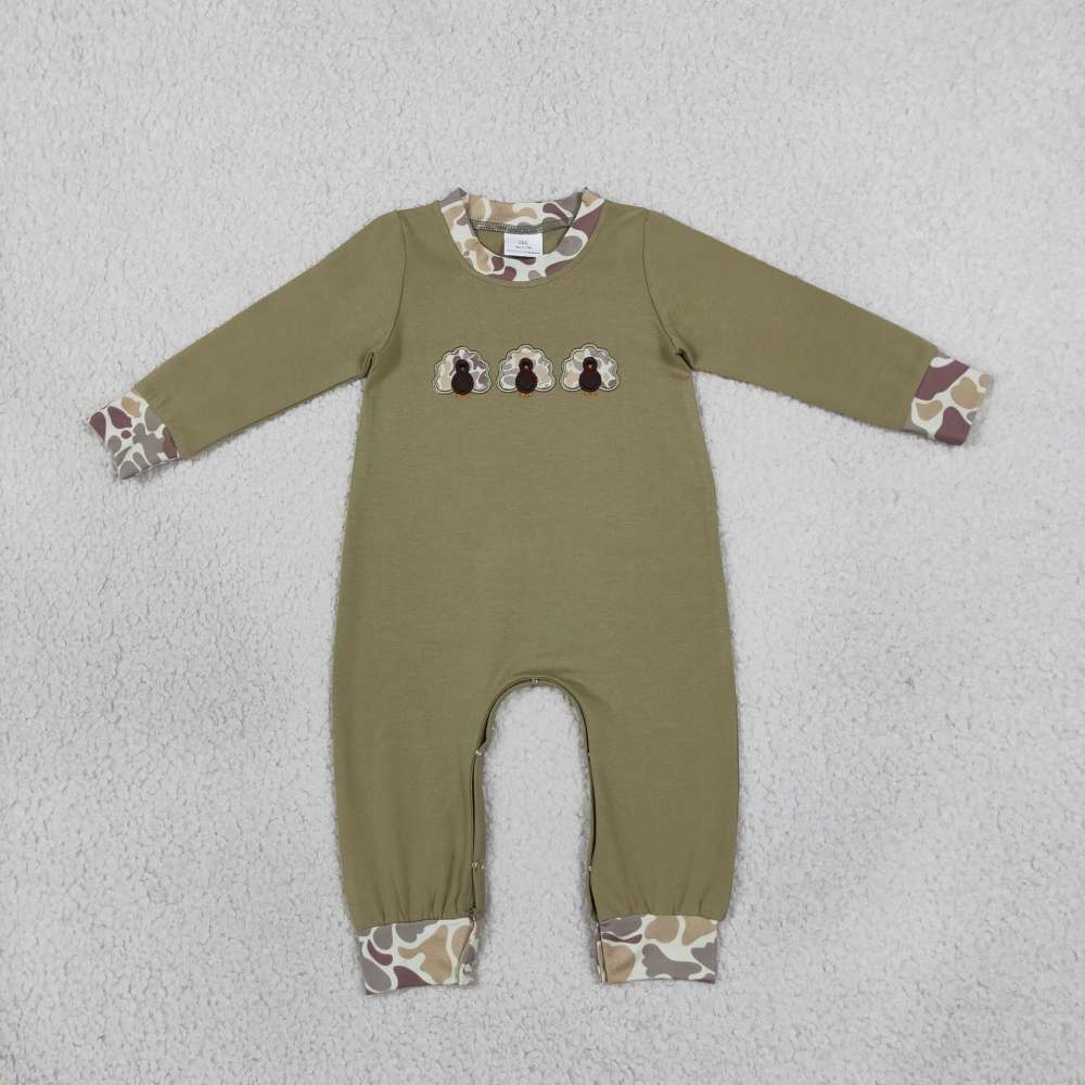 LR3109 Halloween turkey embroidery Long-Sleeved romper