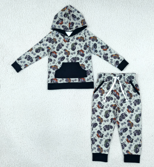BLP1511  RTS Cars print long sleeve boy Hoodie pocket outfits