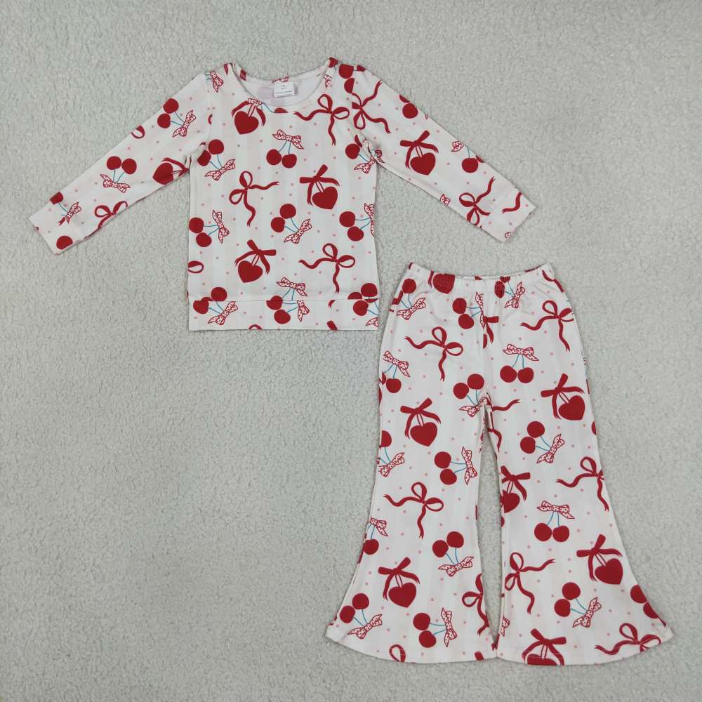 GLP3636 Baby Girls cherry bows Pant Clothes Set