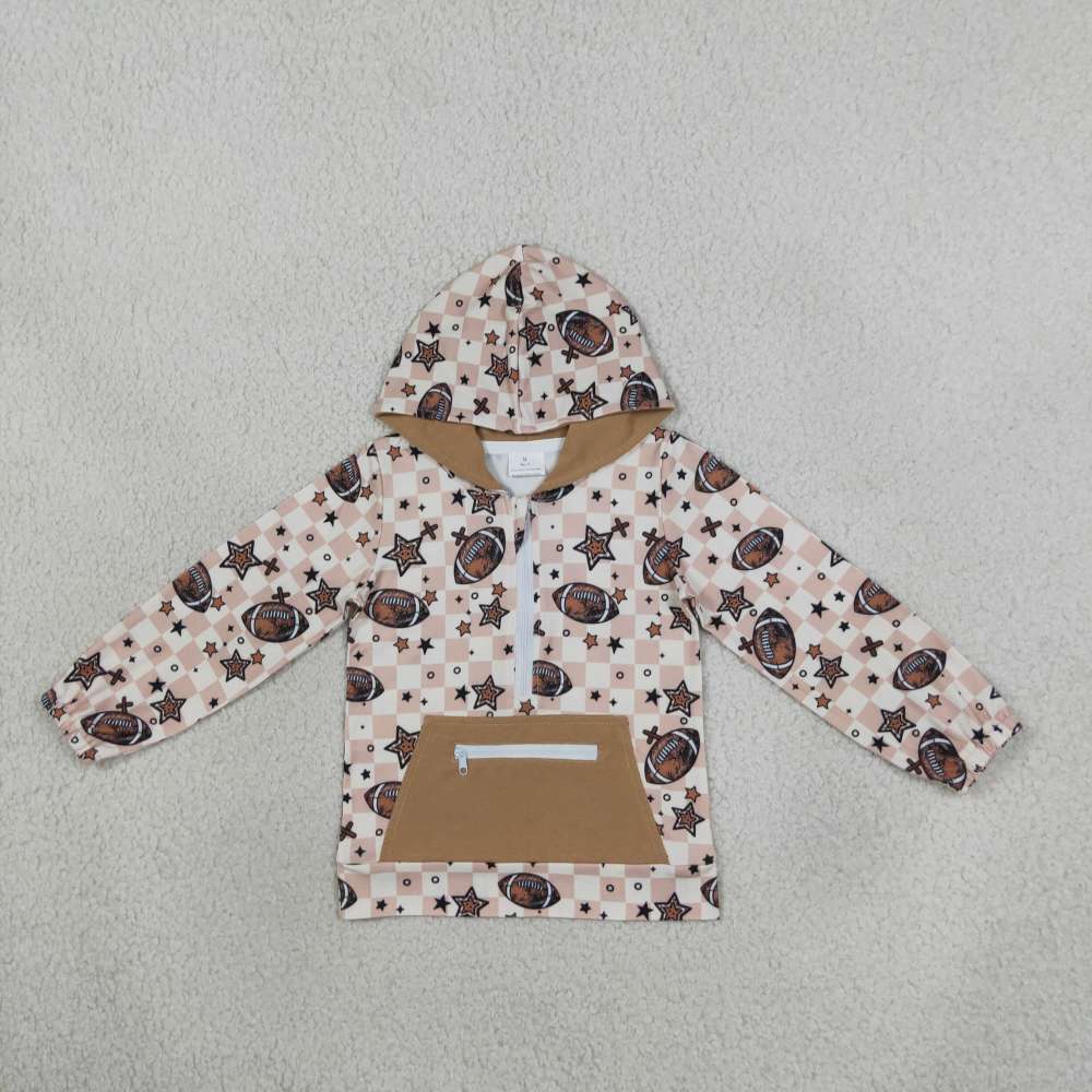 BT1318 football stars plaid boy long sleeve outfits