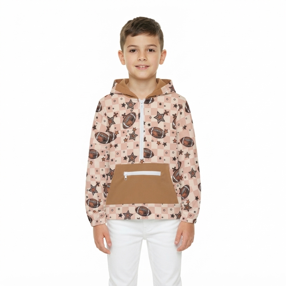 BT1318 football stars plaid boy long sleeve outfits