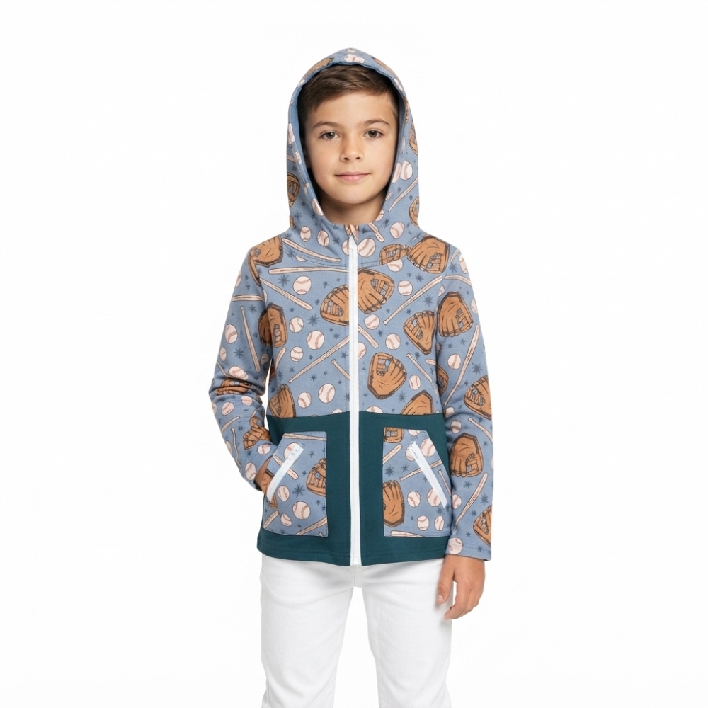 BT1342 baseball hoodie boy long sleeve zipper outfits