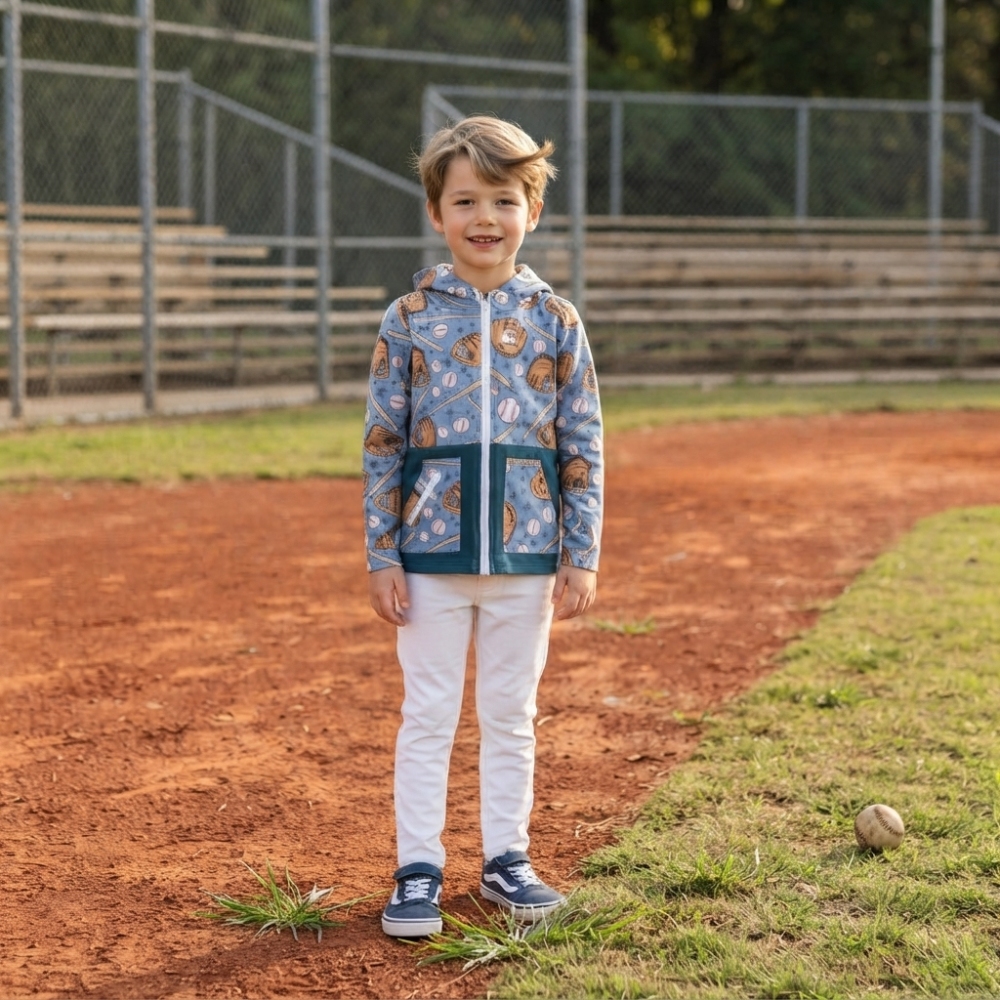 BT1342 baseball hoodie boy long sleeve zipper outfits