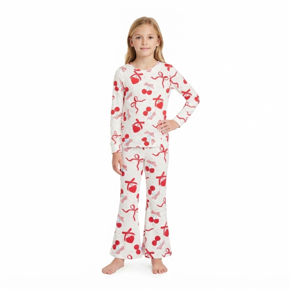 GLP3636 Baby Girls cherry bows Pant Clothes Set