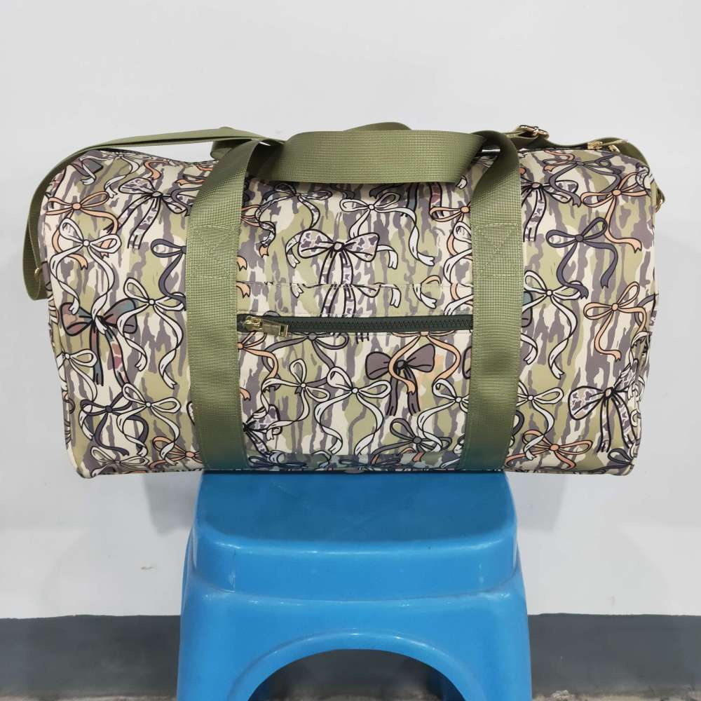 BA0314 Yellow black bows floral trim luggage bag