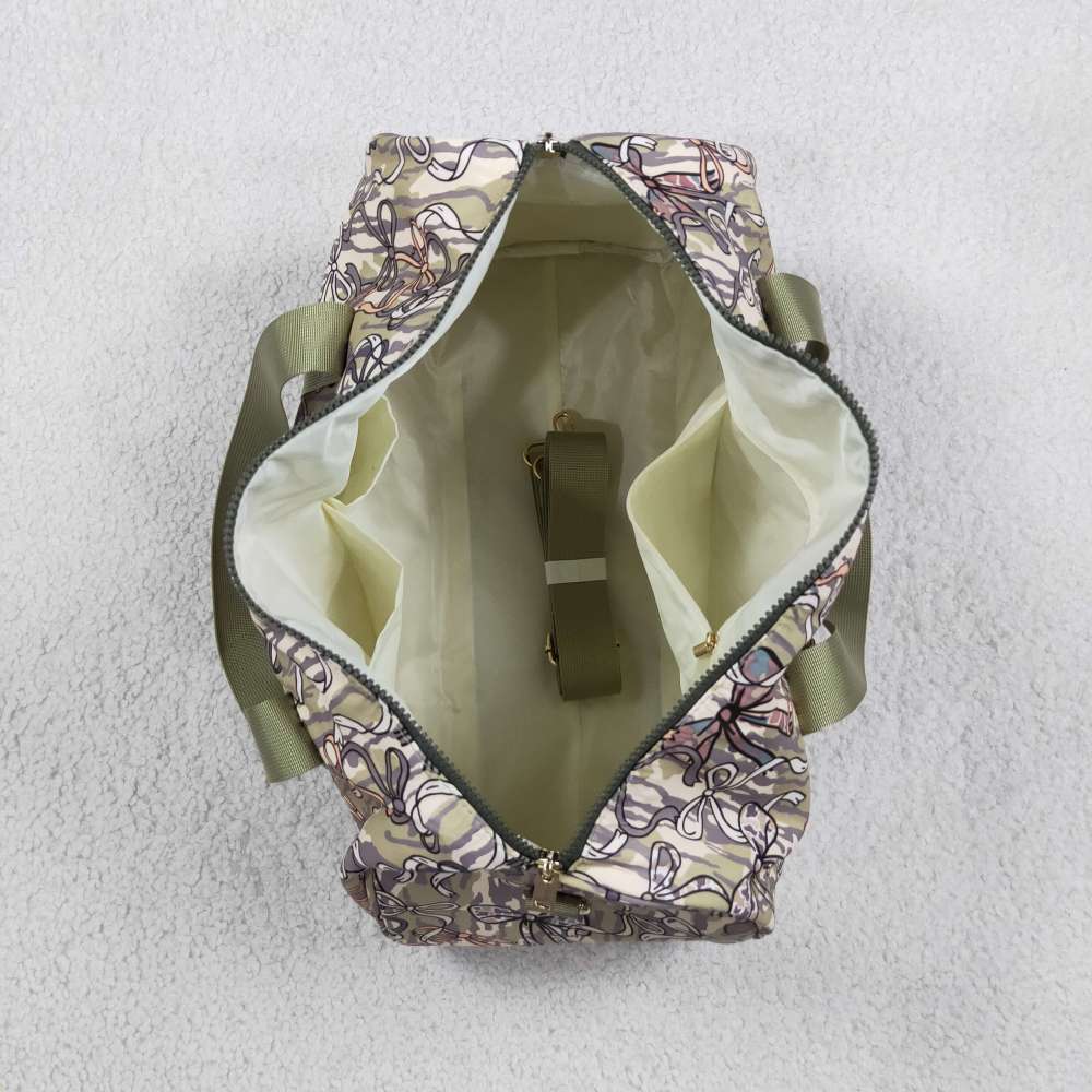 BA0314 Yellow black bows floral trim luggage bag