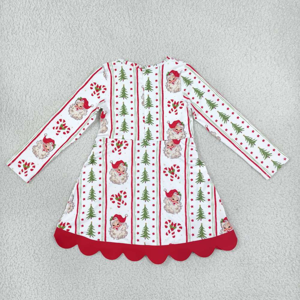 GLD1650 RTS Stripe Christmas santa tress print active girl yoga scallop dress