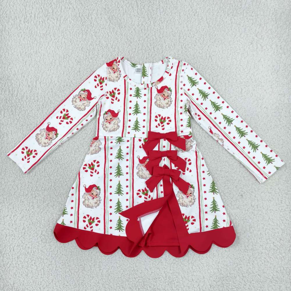 GLD1650 RTS Stripe Christmas santa tress print active girl yoga scallop dress