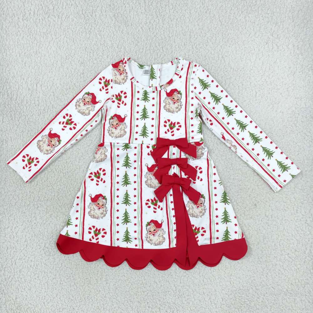 GLD1650 RTS Stripe Christmas santa tress print active girl yoga scallop dress