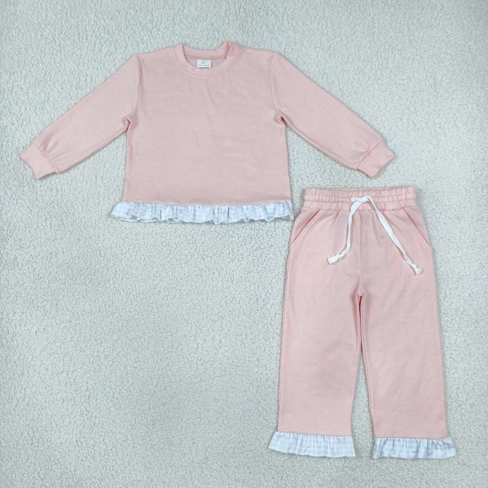 GLP3754  Light Pink stripe long sleeve girl outfits