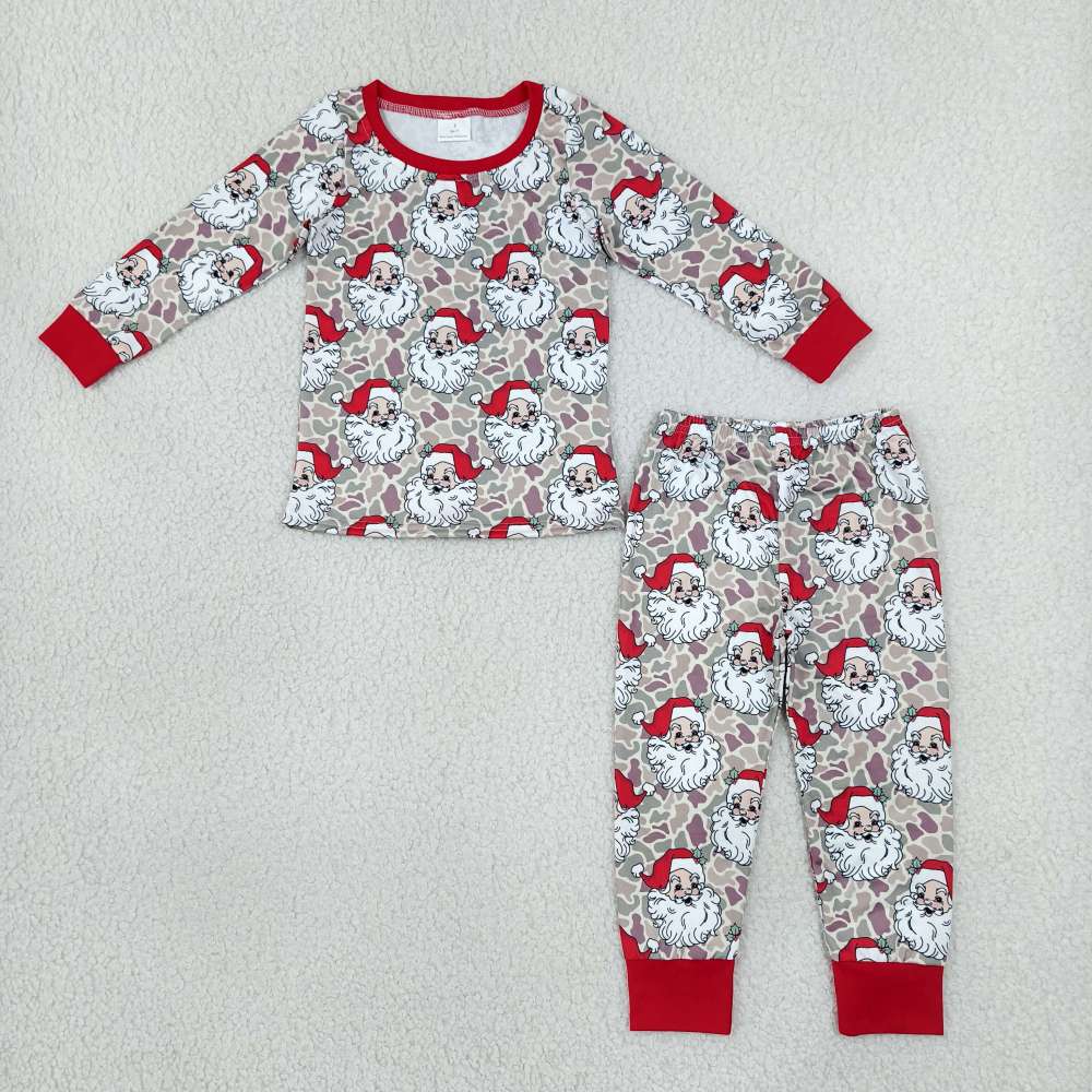 BLP1613   RTS Christmas Santa camo print long sleeve western boy pajamas