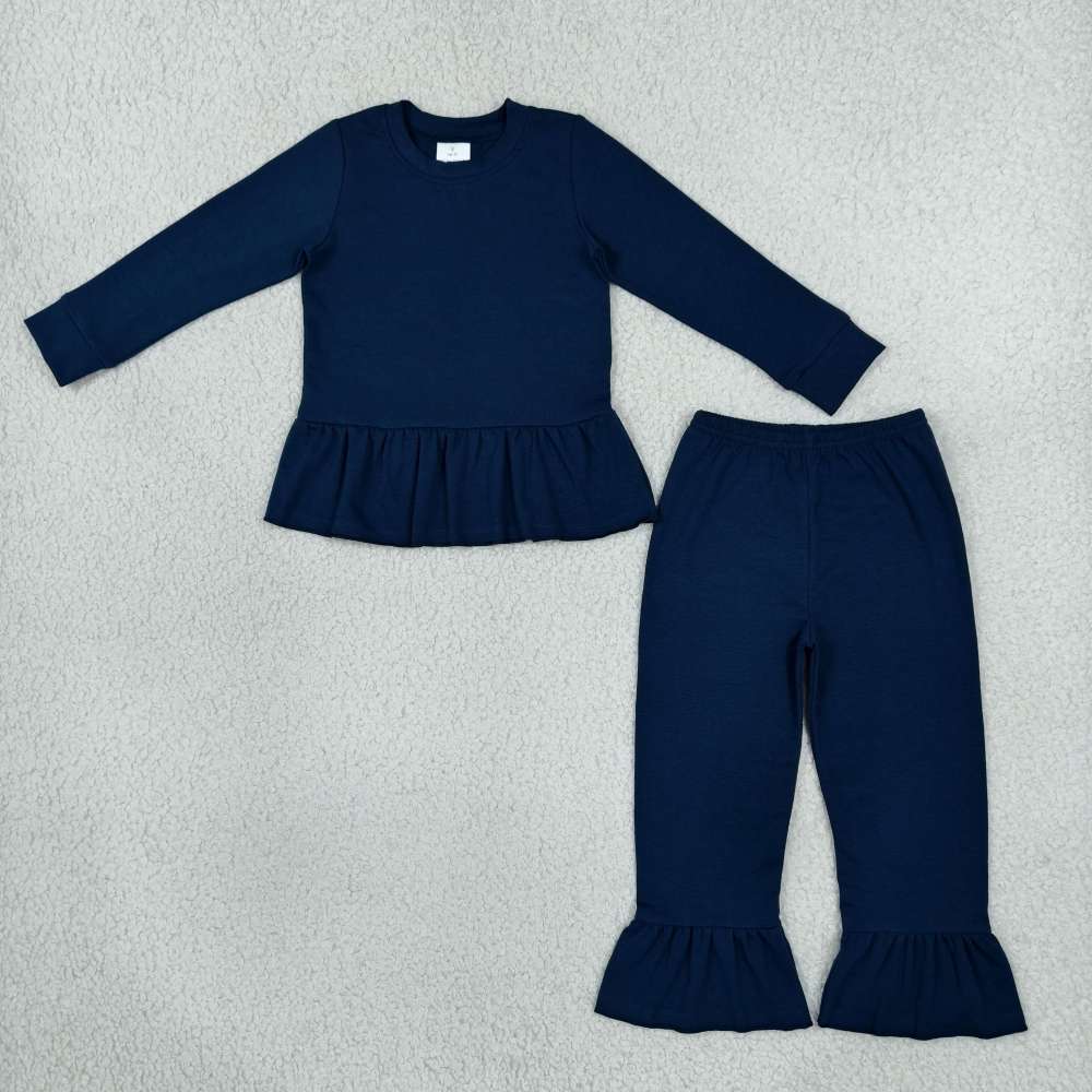 GLP3750  Baby Girls navy solid fall Pant Clothes Set