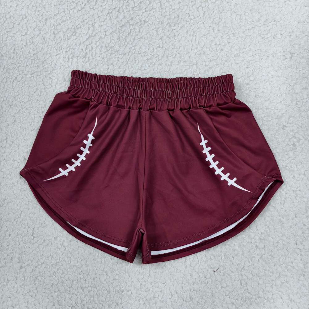 SS0913 burgundy solid girl yoga shorts