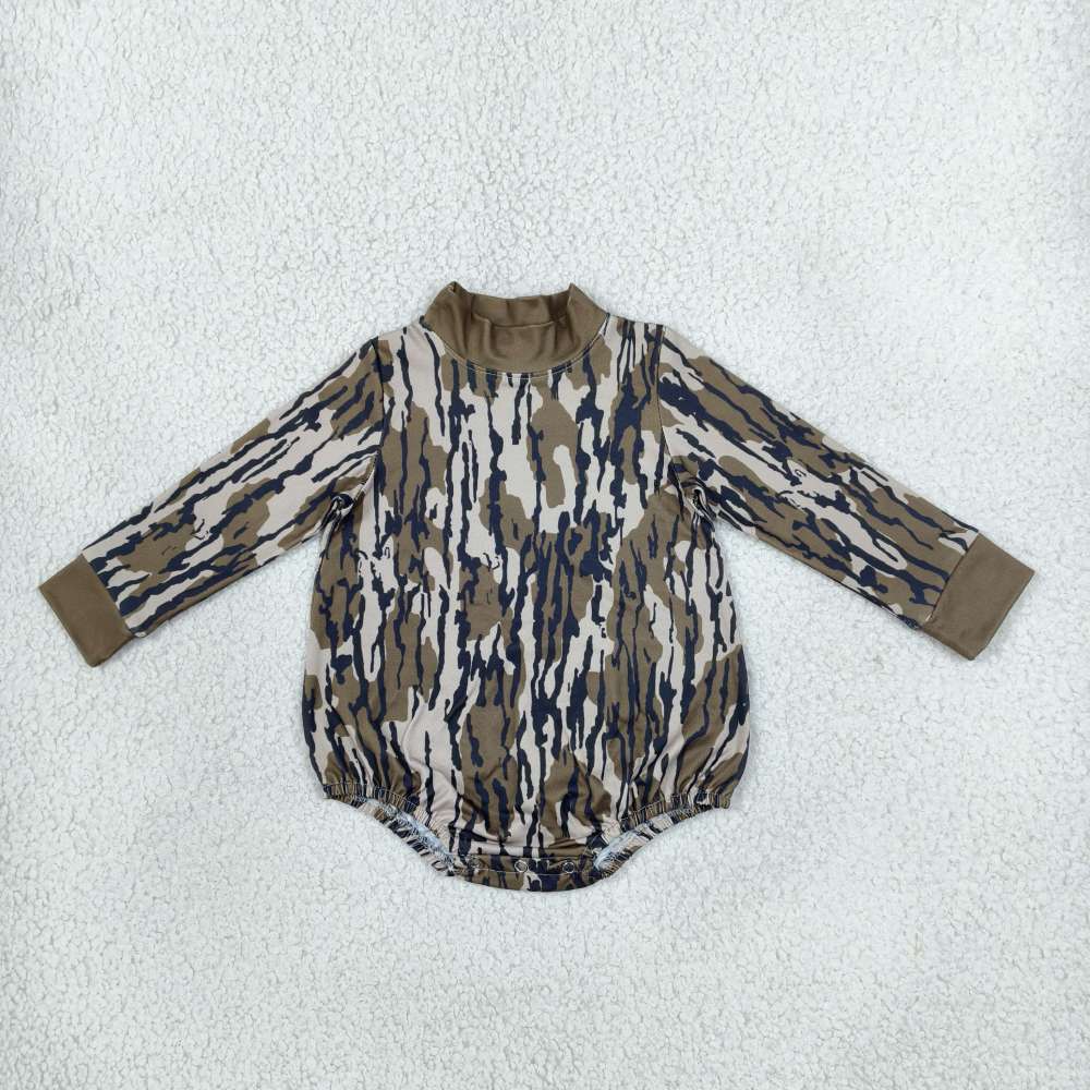 LR3259 Baby Olive camo Long Sleeve mock neck Rompers