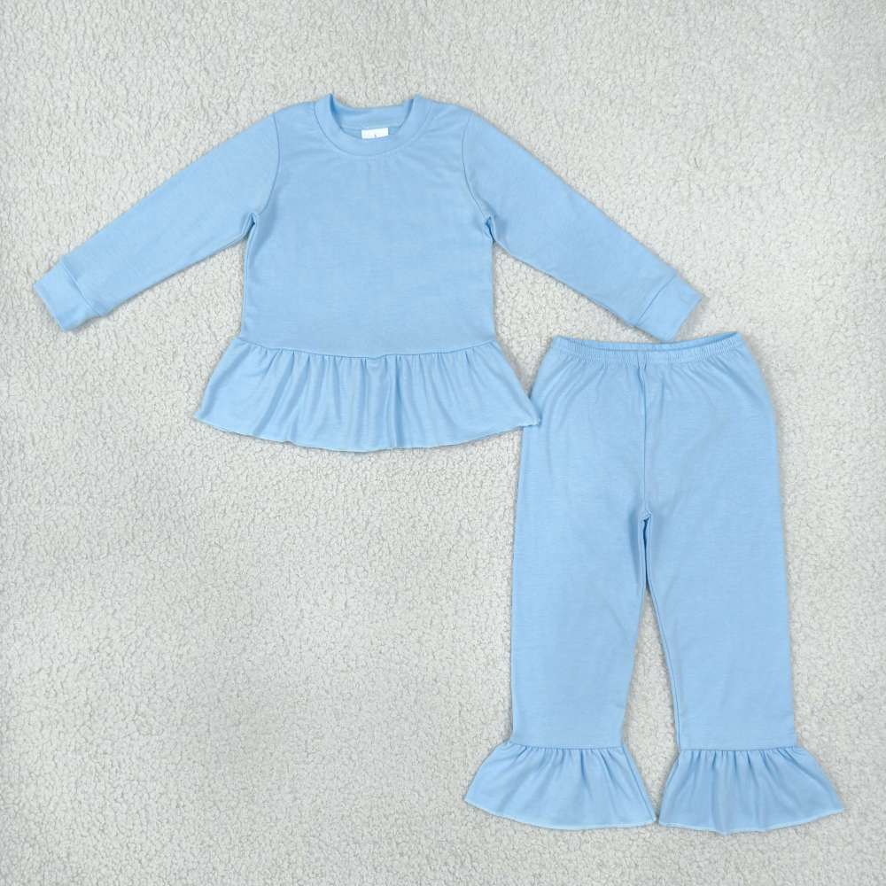 GLP3748  Baby Girls blue solid fall Pant Clothes Set
