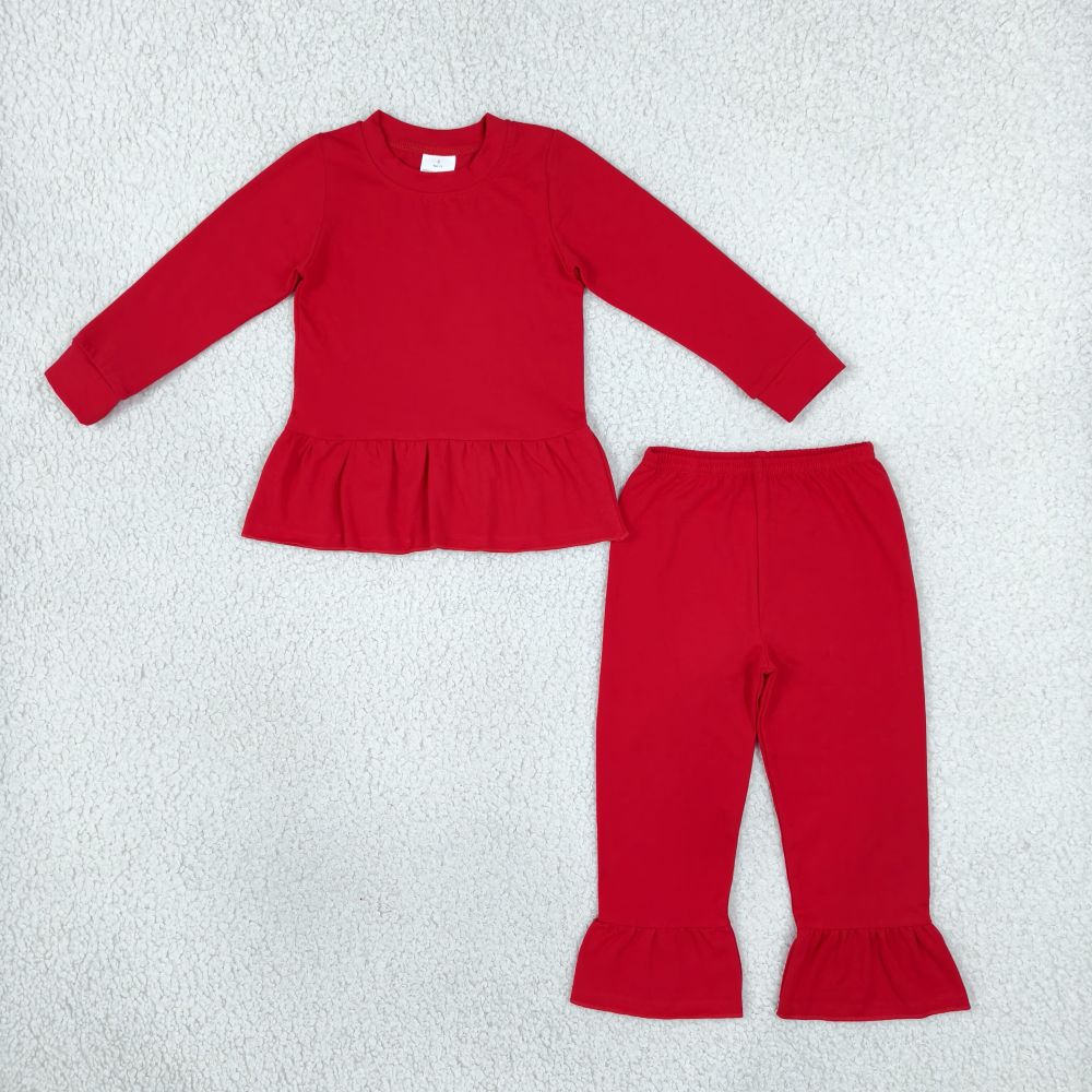 GLP3749  Baby Girls red solid fall Pant Clothes Set