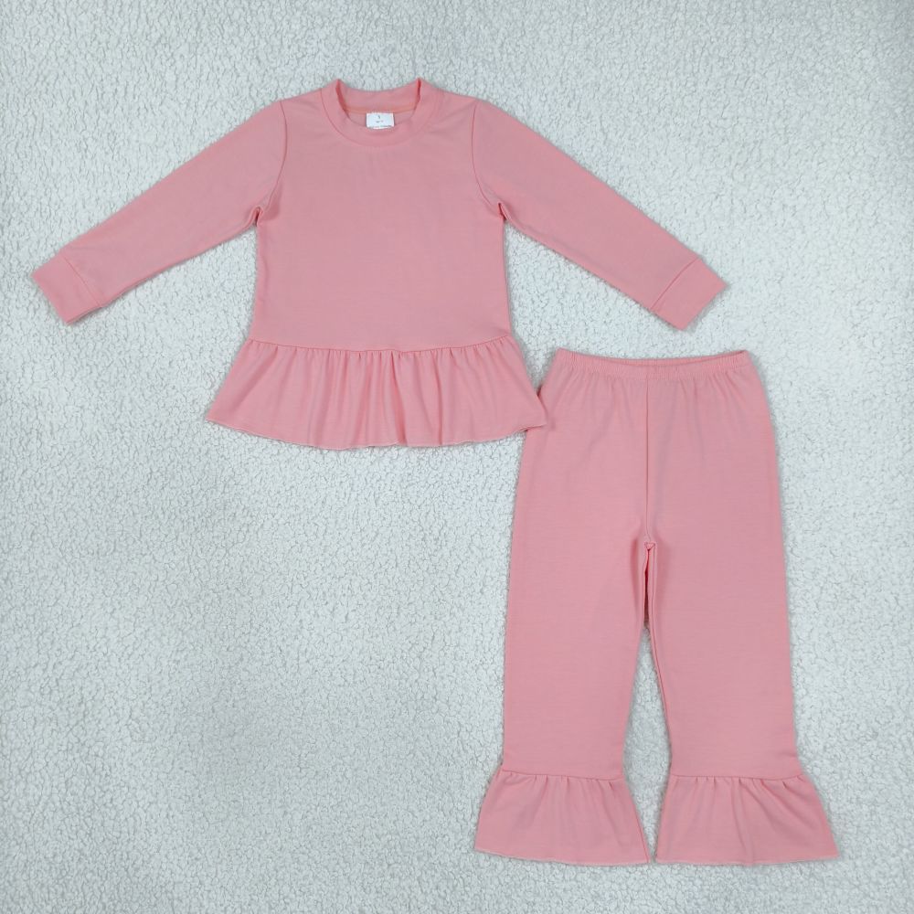 GLP3746  Baby Girls pink solid fall Pant Clothes Set