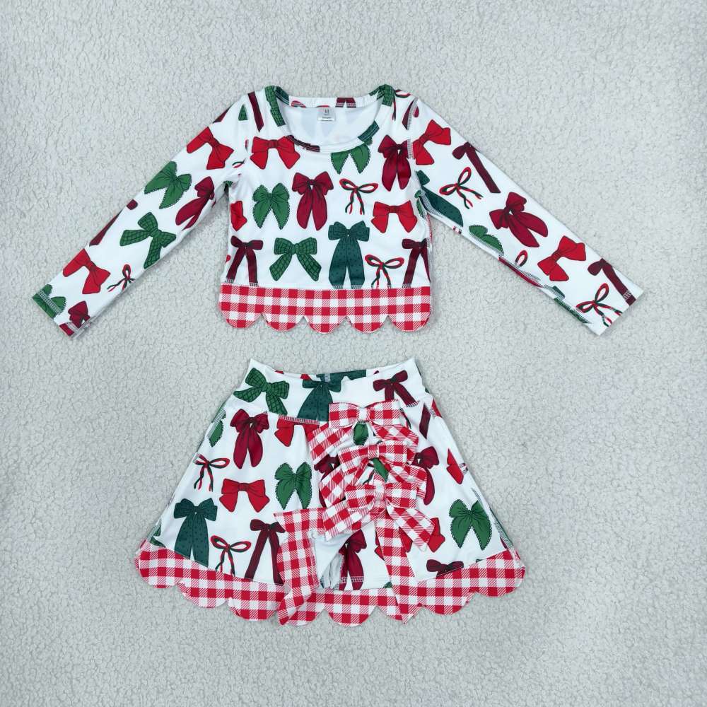 GLD1676 Christmas santa trees scallop print  active girl yoga skirt team dress