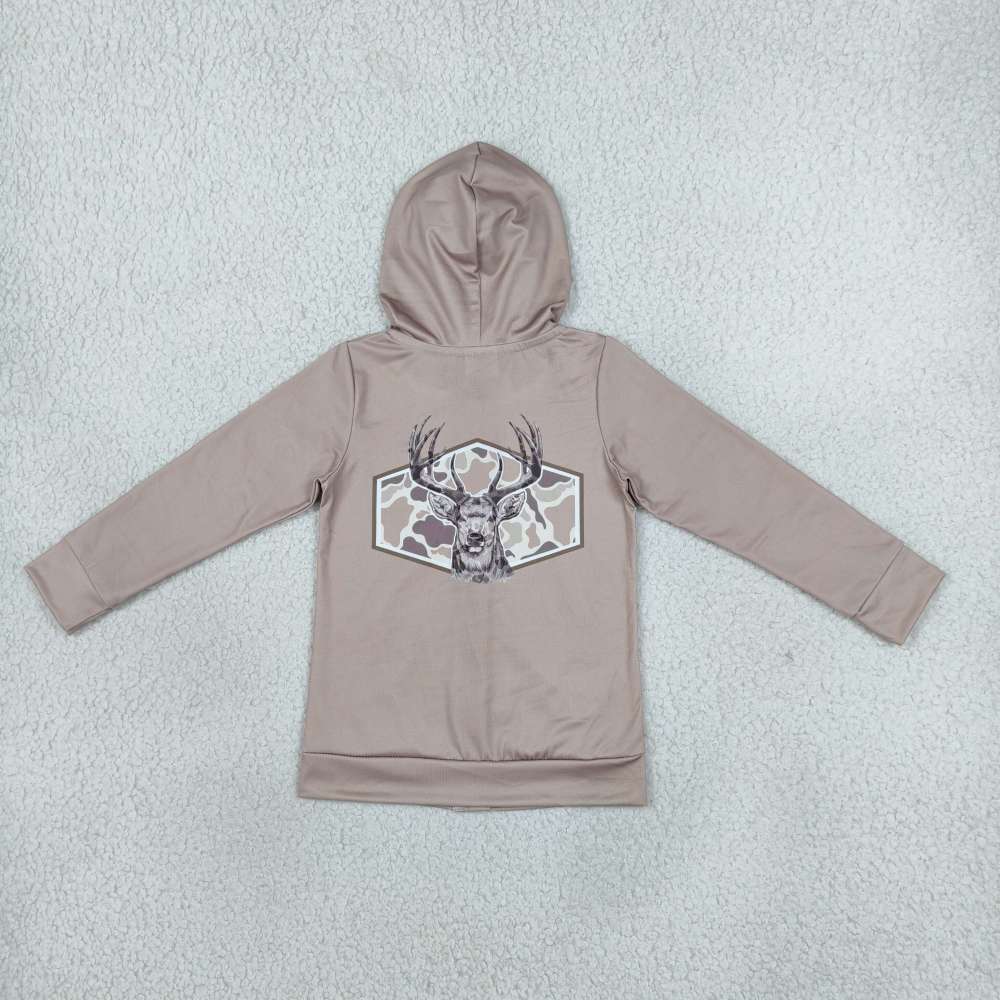 GT1144 camo brown deer print long sleeve hoodie zipper hoodie coat