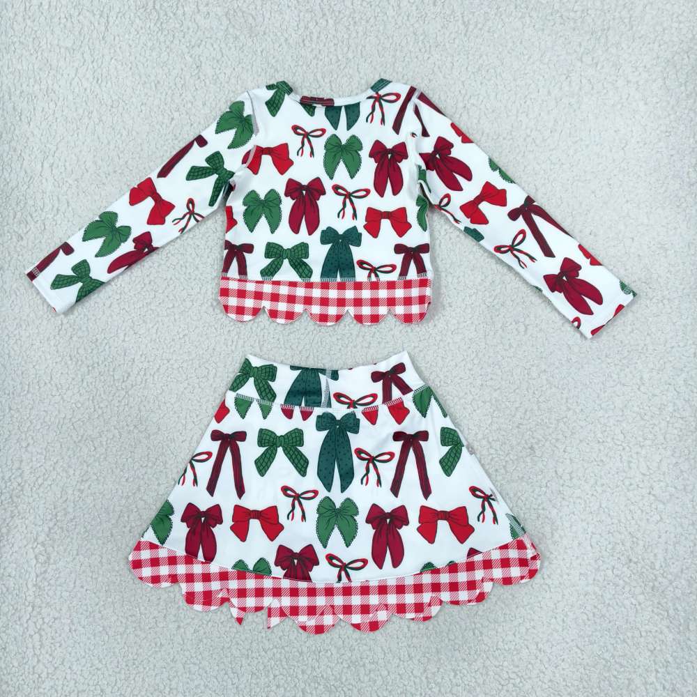 GLD1676 Christmas santa trees scallop print  active girl yoga skirt team dress