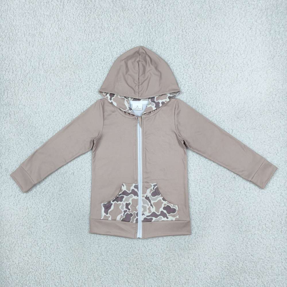 GT1144 camo brown deer print long sleeve hoodie zipper hoodie coat