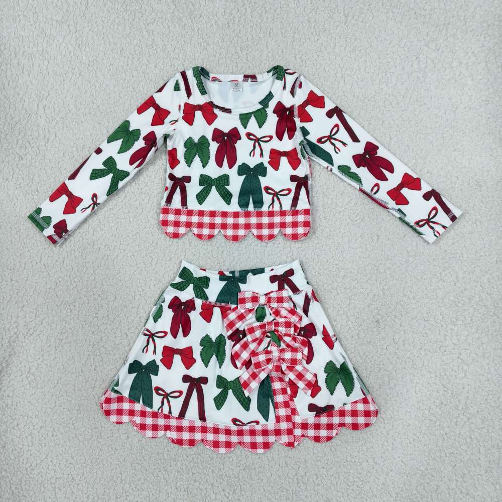GLD1676 Christmas santa trees scallop print  active girl yoga skirt team dress