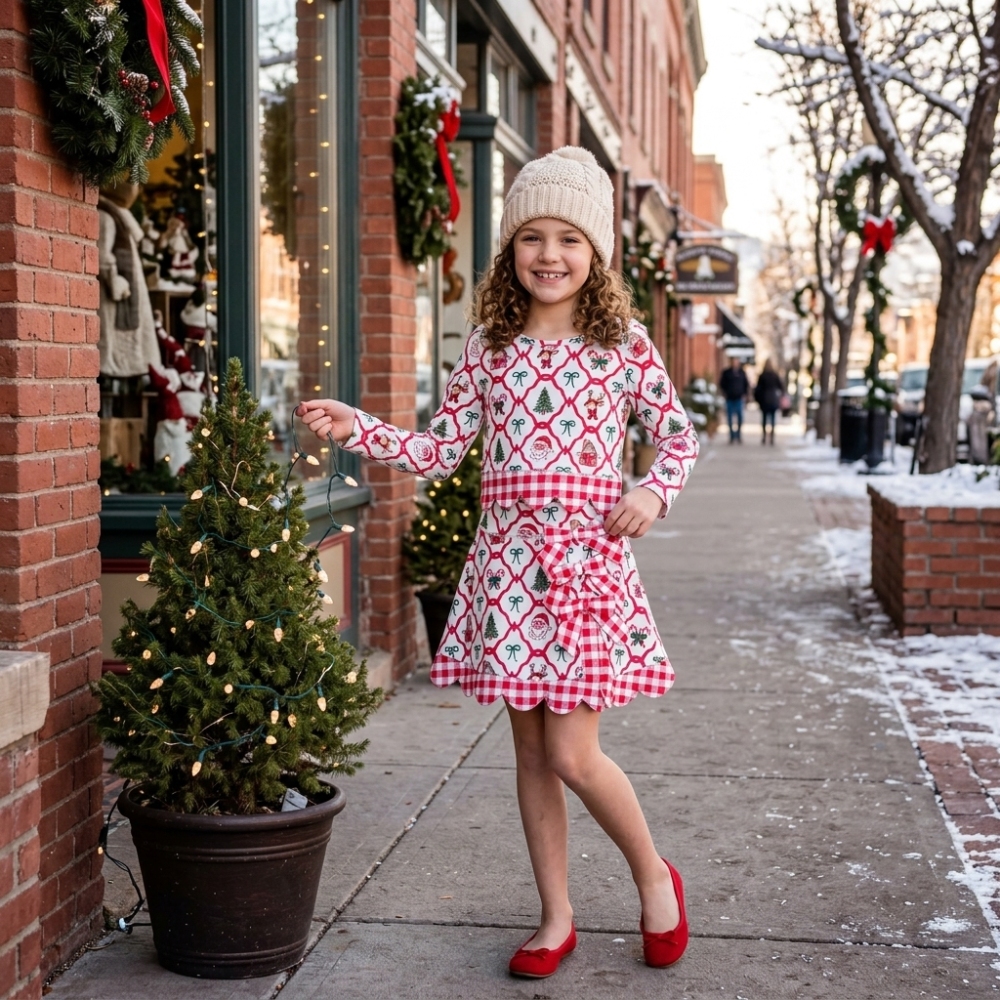 GSD4286 Burgundy plaid scallop print  active girl yoga skirt team dress